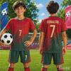 2026 WoUnisexWomen's  Portugal Fan Edition – Special Summer Parent-Child Matching Set: Ronaldo Soccer Jersey & Shorts