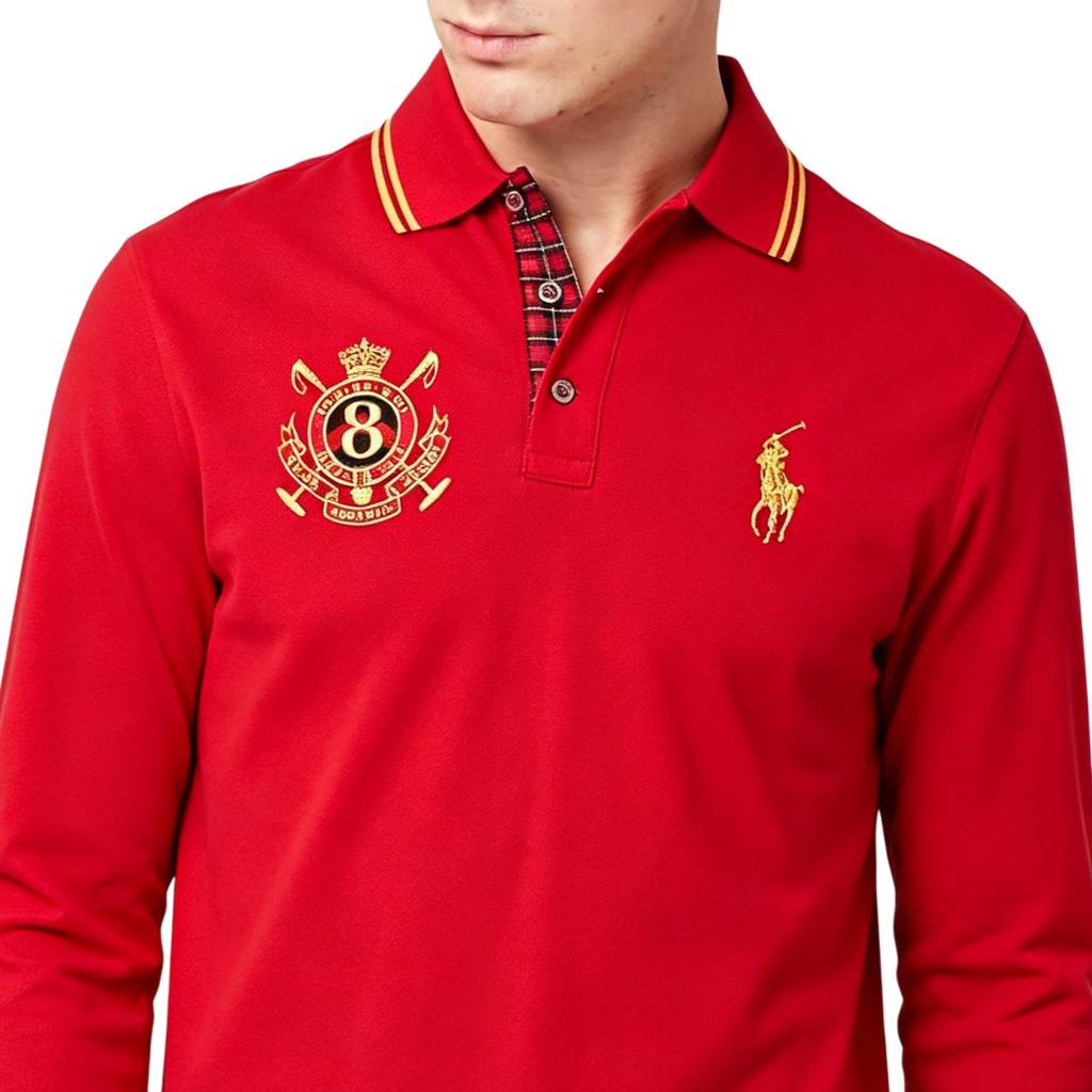 Polo Ralph Lauren Ss26 Pony Logo Embroidered Cotton Long Sleeve Polo Shirt Classic Edition Men Tops 710734490-002