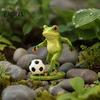 Cute Frog with Football Player Statue, Garden Whimsical Stable Resin Figurine for Outdoor Indoor Table Decor