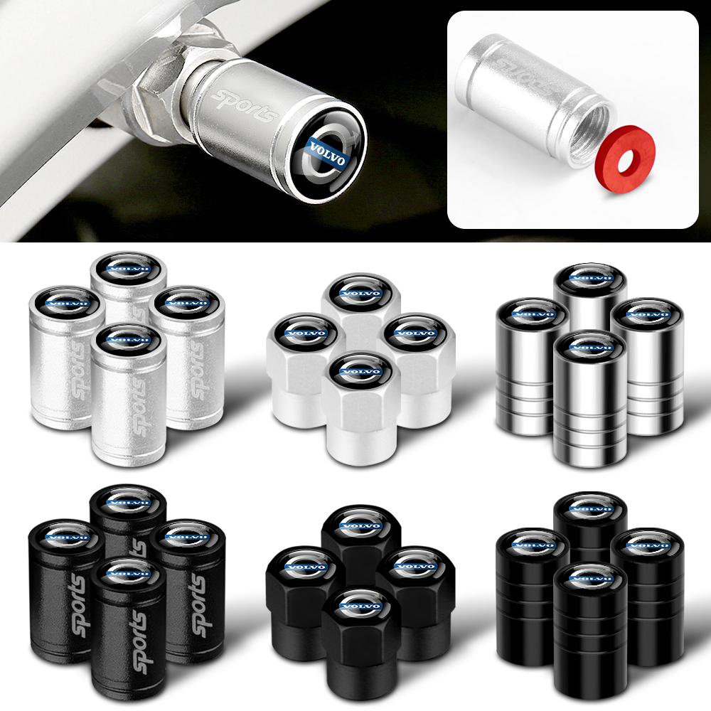 4pcs Metal Car Wheel Tire Valve Caps Stem Case Covers Valve Cap For Volvo Rdesign C70 S70 60 C60 XC90 D5 D8 T6 T5 D9 Accessories FF1