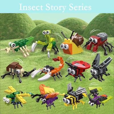 Mini-Insekten-Serie Baustein Marienkäfer Libelle Schmetterling Schnecke Wespe Gottesanbeterin Käfer Ziegel Spielzeug Weihnachtsgeschenke für Kinder