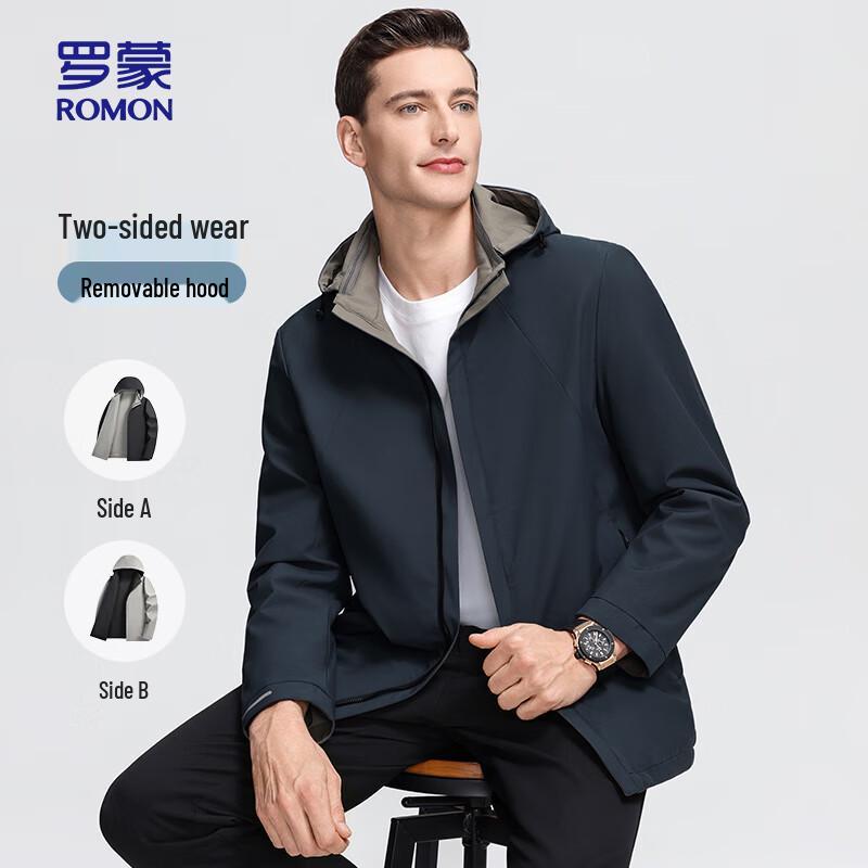 ROMON Men's Reversible Jacket with Detachable Hood (Model 25031)