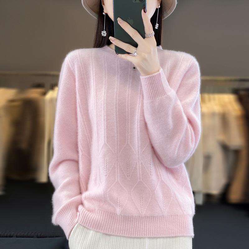 Women's Luxury Soft Wool Pullover Sweater – Round Neck, Solid Color, Loose Fit