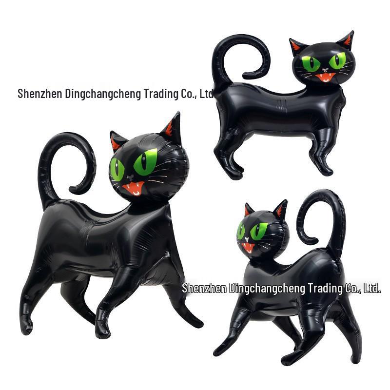 Halloween Cartoon Foil Balloons: Skull, Cat, Pumpkin, Bat, and Spider Decorations