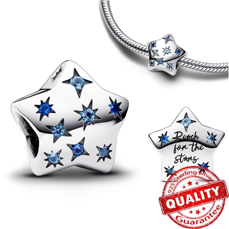 925 Sterling Silver Charm Sparkling Star Moon & Sun Pendant Fit Original Bracelets DIY Women Necklace Jewelry Gift