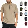 Men's Casual Plus Size Loose Fit Zip Polo Collared Short Sleeve T-Shirt Casual Top