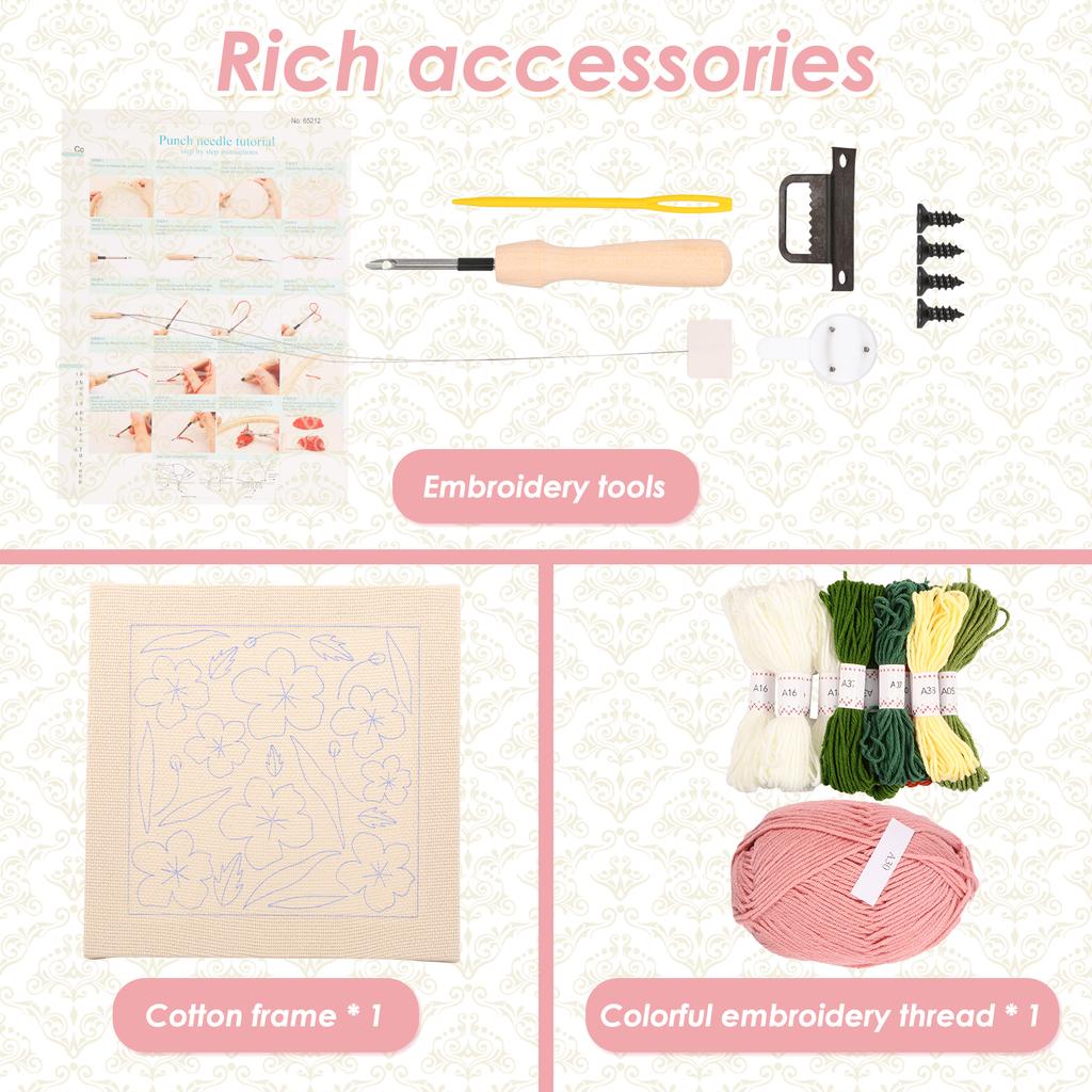 DIY Punch Needle Embroidery Starter Kit For Beginner Kids Adults Handicraft Poking Embroidery Yarn Painting Arts Home Decor Gift