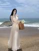 French Goddess Style Backless Halter Dress – Summer Beach Fairy Long Skirt