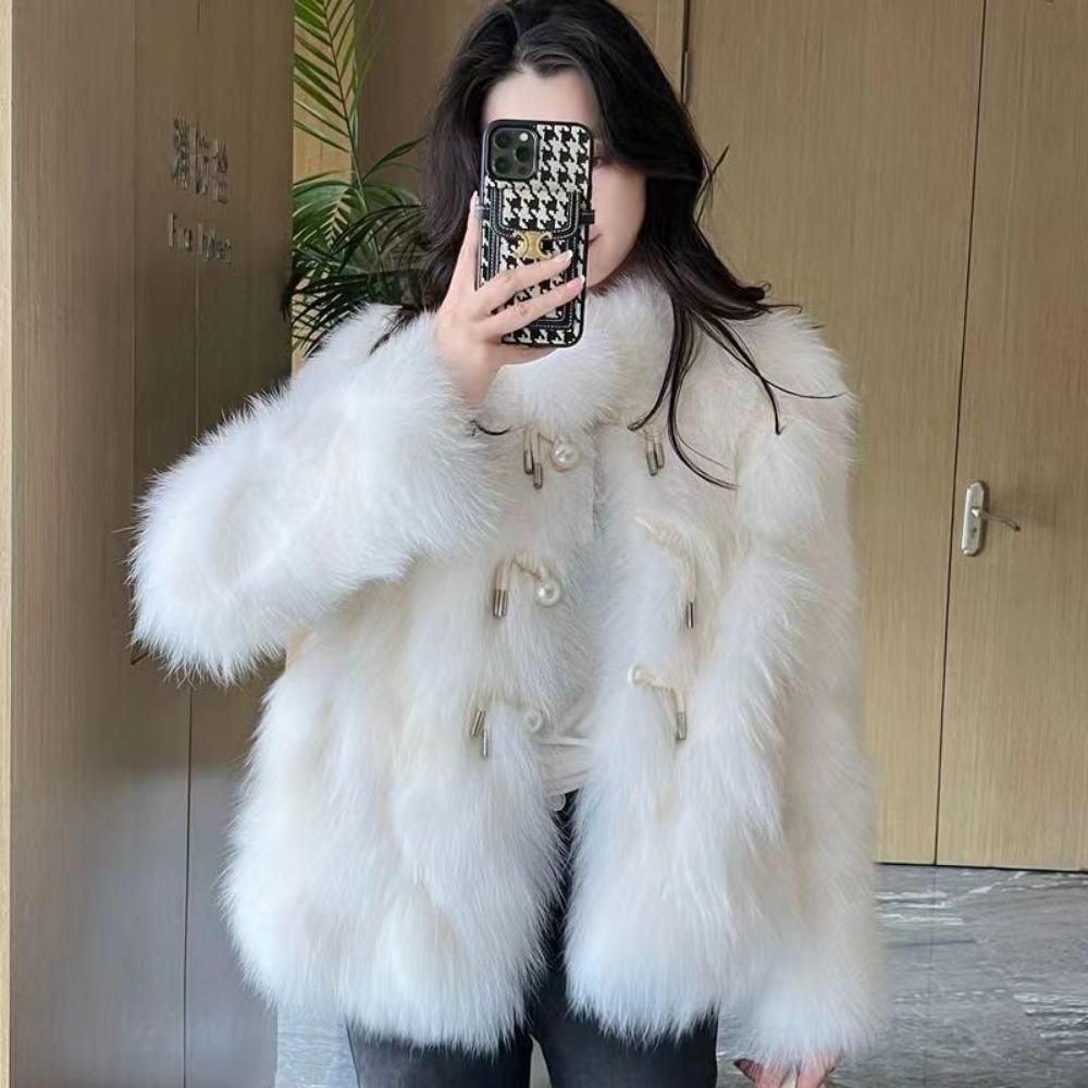 Høst og Vinter Nytt Temperament Sosietetskvinne Imitert Revepelskåpe Dame Moteabel Fluffy Topp