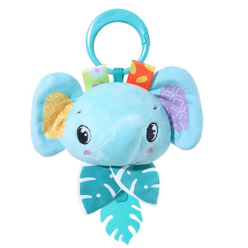 Infant Toy Cartoon Animal Stuffed Hanging Rattle Playthings Infant Bed Crib Car Seat Travel Size Stroller Soft Plush Playthings Featuring Wind Chimes