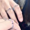 Fashion Simple Shiny Purple Rhinestone Opening Couple Rings For Women Men Vintage Crystal Star Adjustable Ring Lover Jewelry
