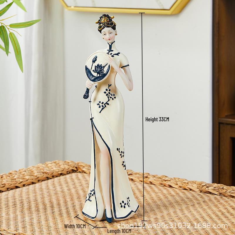 Elegant Retro Chinese Art Decor: Ladies' Ancient Figures for Living Room and Porch