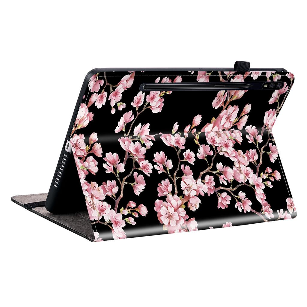 For Samsung Galaxy Tab S7+/S7 FE/S8+ Case PU Leather Flip Cover Pattern Printing Anti-Drop Tablet Shell