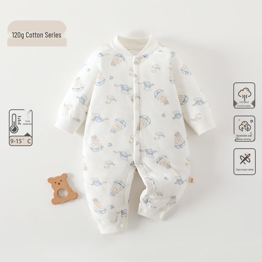 Unisex Baby Quilted Cotton Jacket & Jumpsuit - 120g Warm Autumn/Winter Bodysuit for Infants