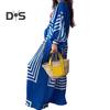 2Pcs/Set Women Stripe Print Pleated Casual Outfit Lapel Lantern Long Sleeve Lace Up Shirt High Waist Wide Leg Long Pants Set