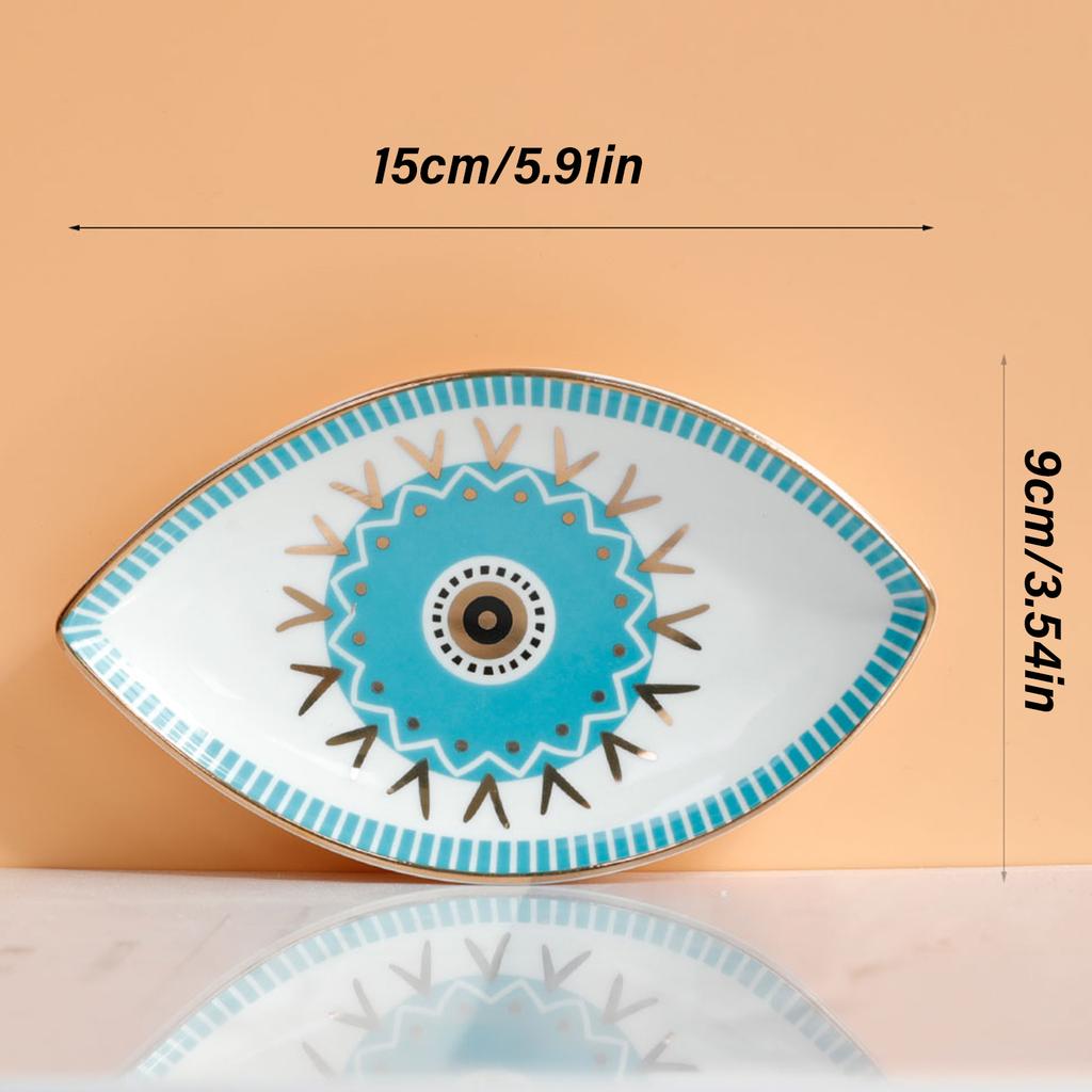 Multipurpose Creative Oval Eye Shaped Jewelry Tray Sturdy Ceramic Rings Holder Accessory for Fashionable Women Ladies