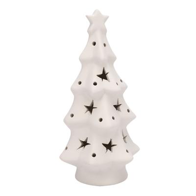 Podświetlane Ceramiczne Drzewko Świąteczne Podświetlana Figurka Drzewka Świątecznego Zasilana Bateriami do Dekoracji Domu na Stół