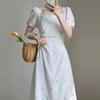 French temperament advanced sense Muse fan dress women's summer design sense waist gentle wind first love fairy long dress