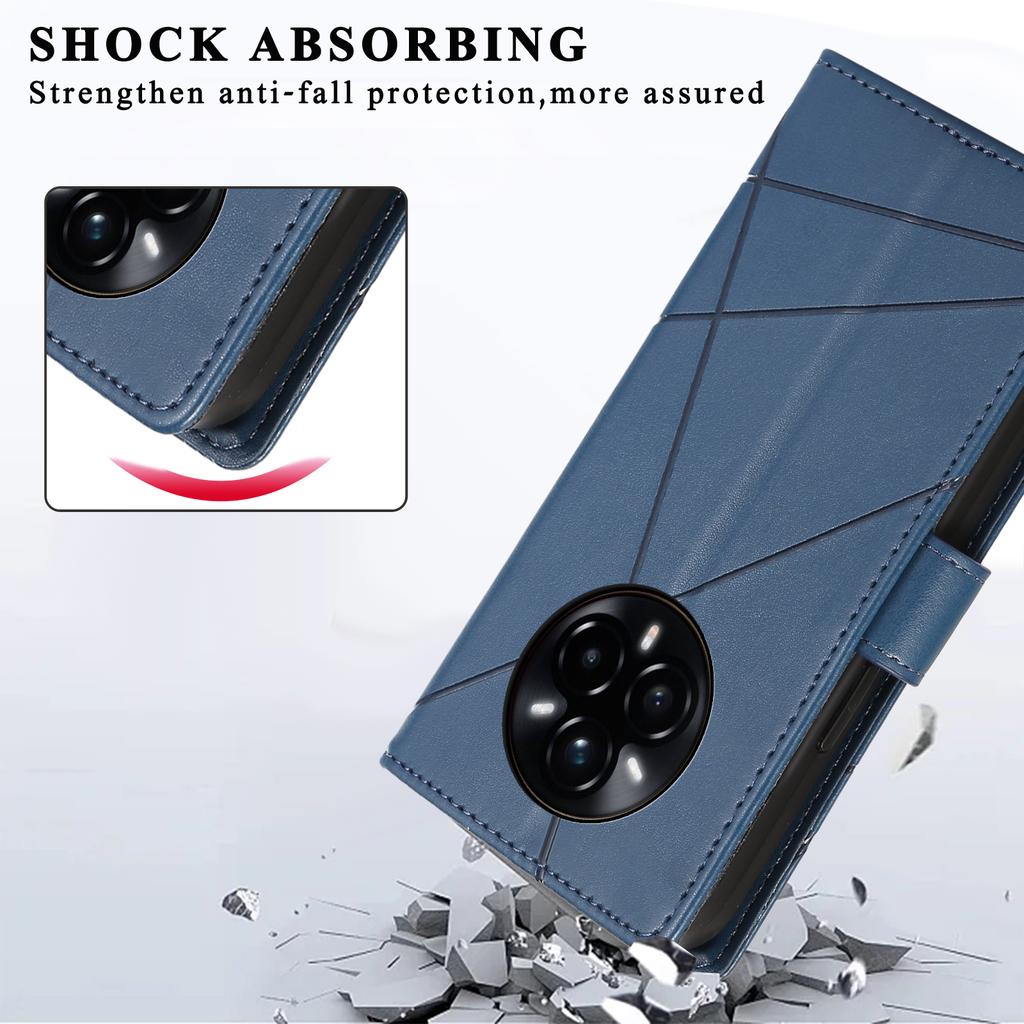 DF-06 For Realme 14 Pro+ 5G Phone Case Line Imprint Leather Wallet Cover