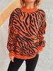 Women's new autumn and winter commuting knitted zebra print contrasting pullover sweater KTB