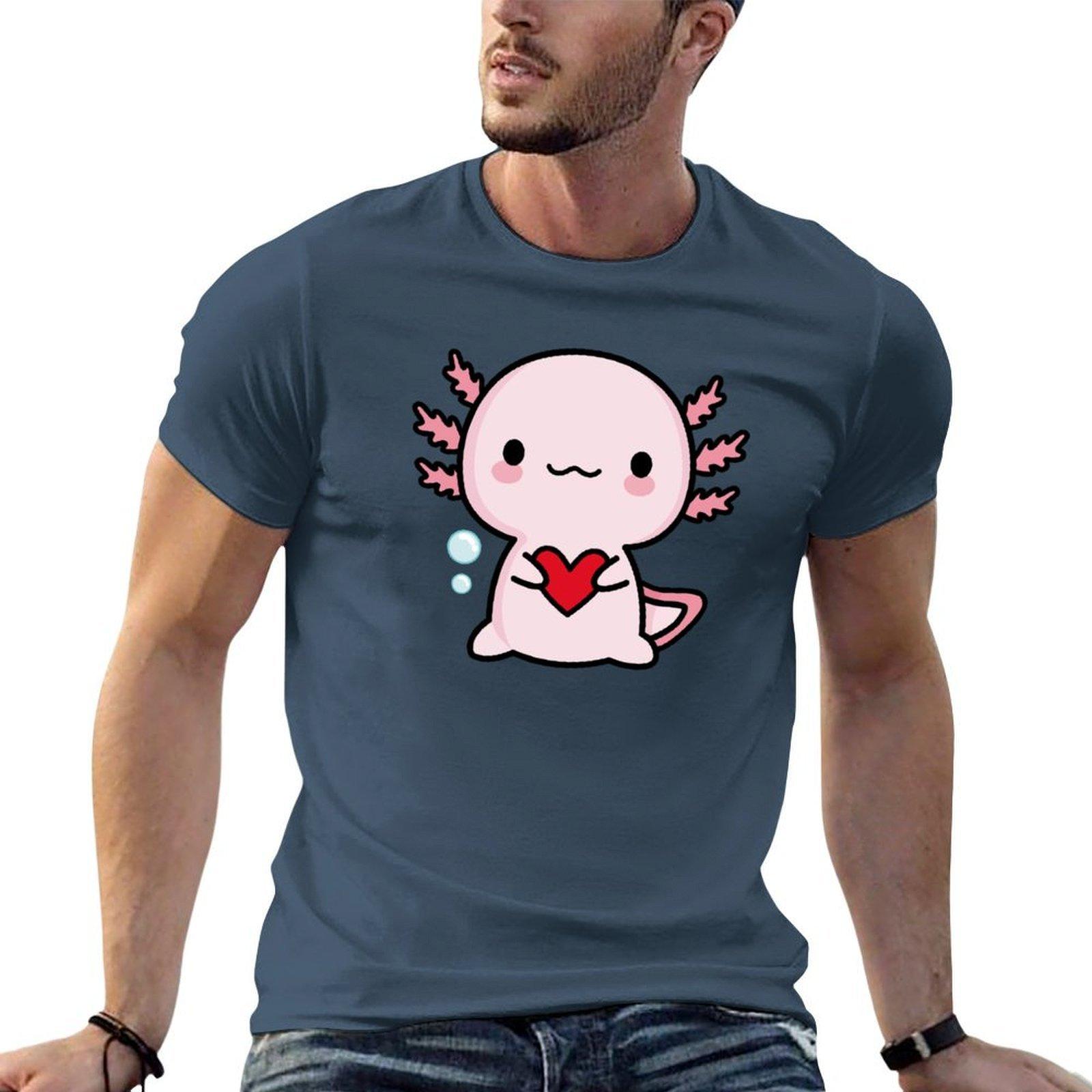 Copia De Copia De Cute Axolotl Salute Tshirt Work Wear Breathable Tee S