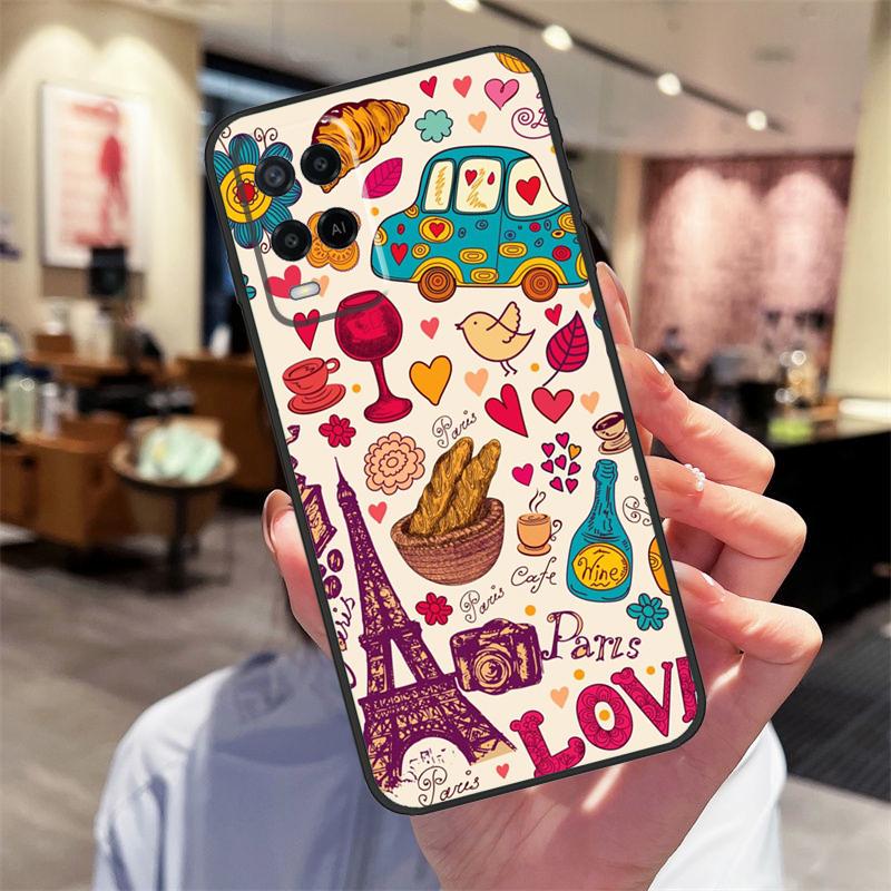 Love Paris Eiffel Tower France Case For Oppo A17 A77 A80 A40 A60 A98 A78 A18 A38 A58 A16 A76 A96 A74 A94 A54 A57S A15 Cover