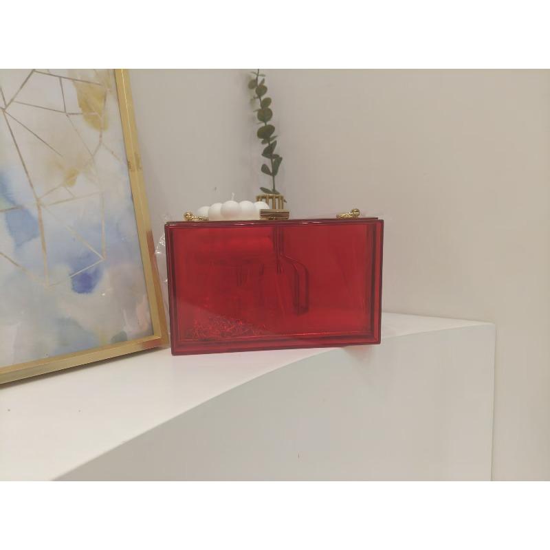 Popular acrylic women's bag small square bag summer candy color transparent box bag dinner bag manufacturer chain bag