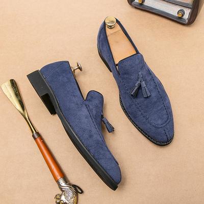Herr Loafers Märke Mockaläder Skor Vintage Slip-on Klassiska Casual Herr Körskor Bröllop Manliga Finskor Tofs spetsig