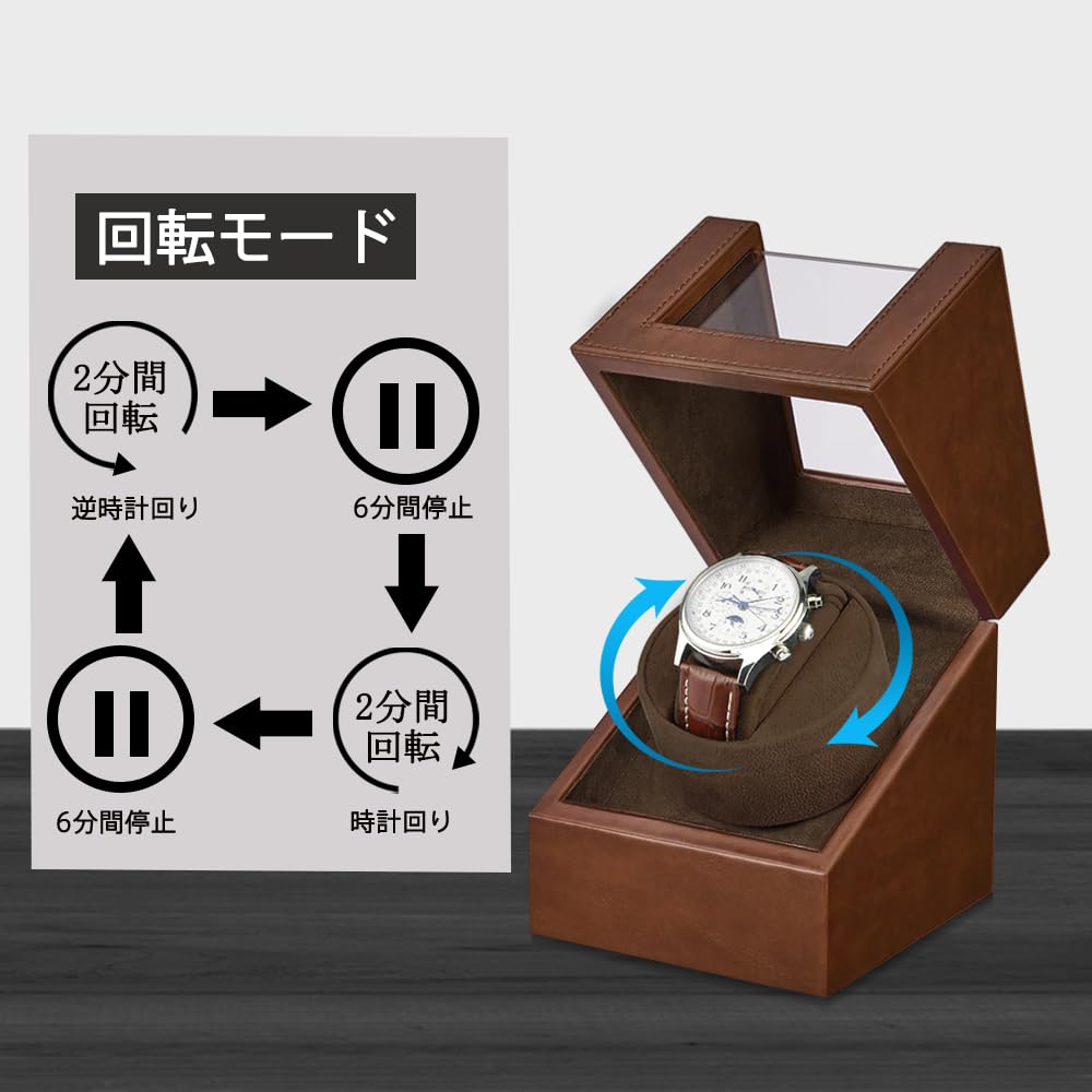 SOUKENGEN Watch Winder (Single Watch) Automatic Watch Winder - Suitable for all men's and women's watches (A02: Brown 1+0F)