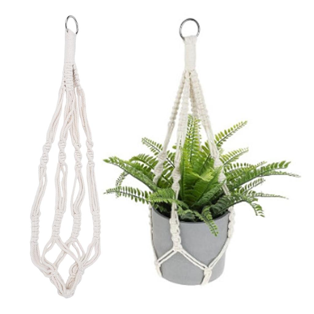 2PCS Woven Plant Hanger 21.65 Inch Boho Hanging Planter Holder Cotton Rope with Metal Hooks