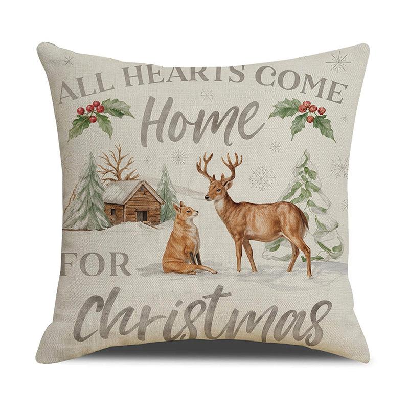 

Рождественская наволочка Лось Подушка Дом Рождественское праздничное украшение Диванная подушка Подушка 45 * 45Cm (pillowcase only)
