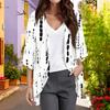 Ladies Fashion Loose Casual Print Beach Holiday   Sleeve Chiffon Cardigan