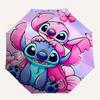 Stitch,Butterflies Automatic Folding Umbrella   Simple 8 Rib Design, Bright Cartoon Pattern, Durable Iron Frame, Suitable For Travel, Outdoo