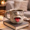Herausgestreckte Zunge Keramiktasse Große Tasse mit lustiger Kapazität Steingut Gesicht Design Neuheit Kaffee Tee Geschenk
