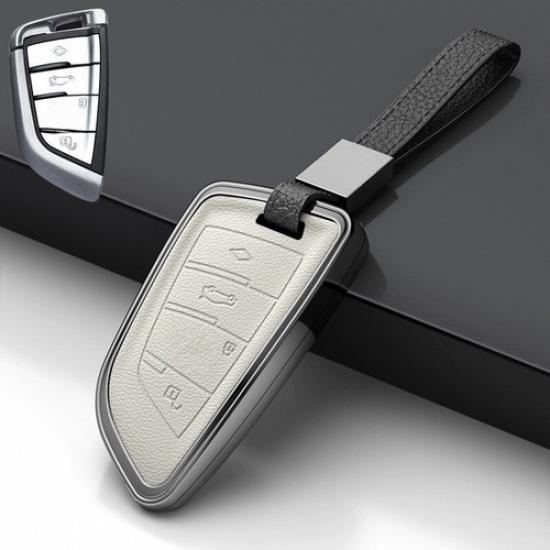 Leather Zinc Alloy Car Key Case Cover For BMW 1 2 3 6 7 8 X1 X2 X3 X4 X5 X6M X7