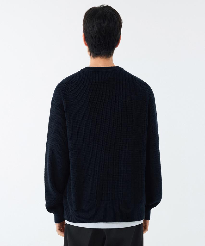 Musinsa Standard Cotton Ribbed Crew Neck Knit [Navy]
