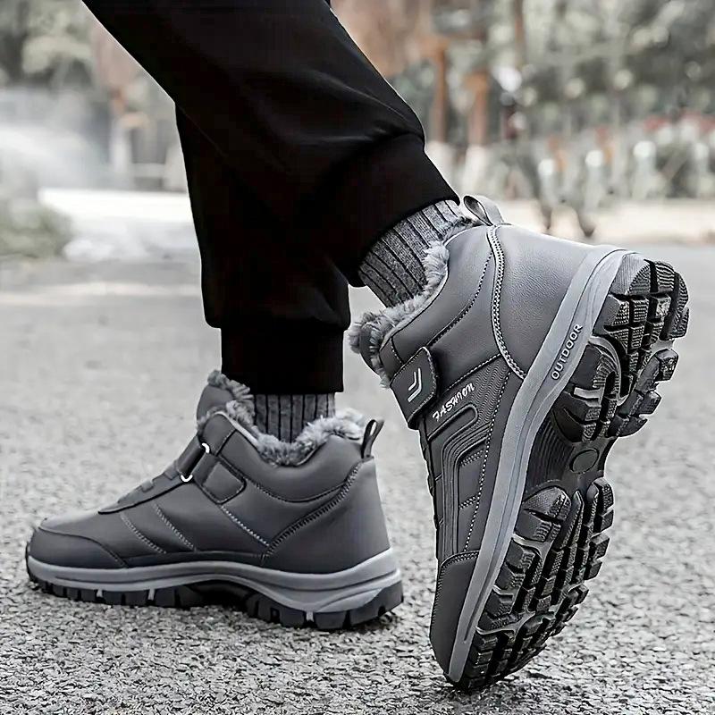 Shoes Men's Cotton Shoes Cotton Boots Large Size Polyurethane Men's Boots Thickened Snow Boots Velcro Warm Short Boots