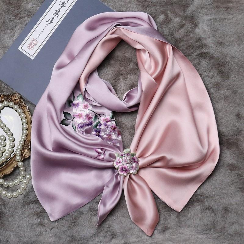 Suzhou Hand Embroidery Silk Scarf Set Double-sided Mulberry With Buckle New Chinese Style All Season