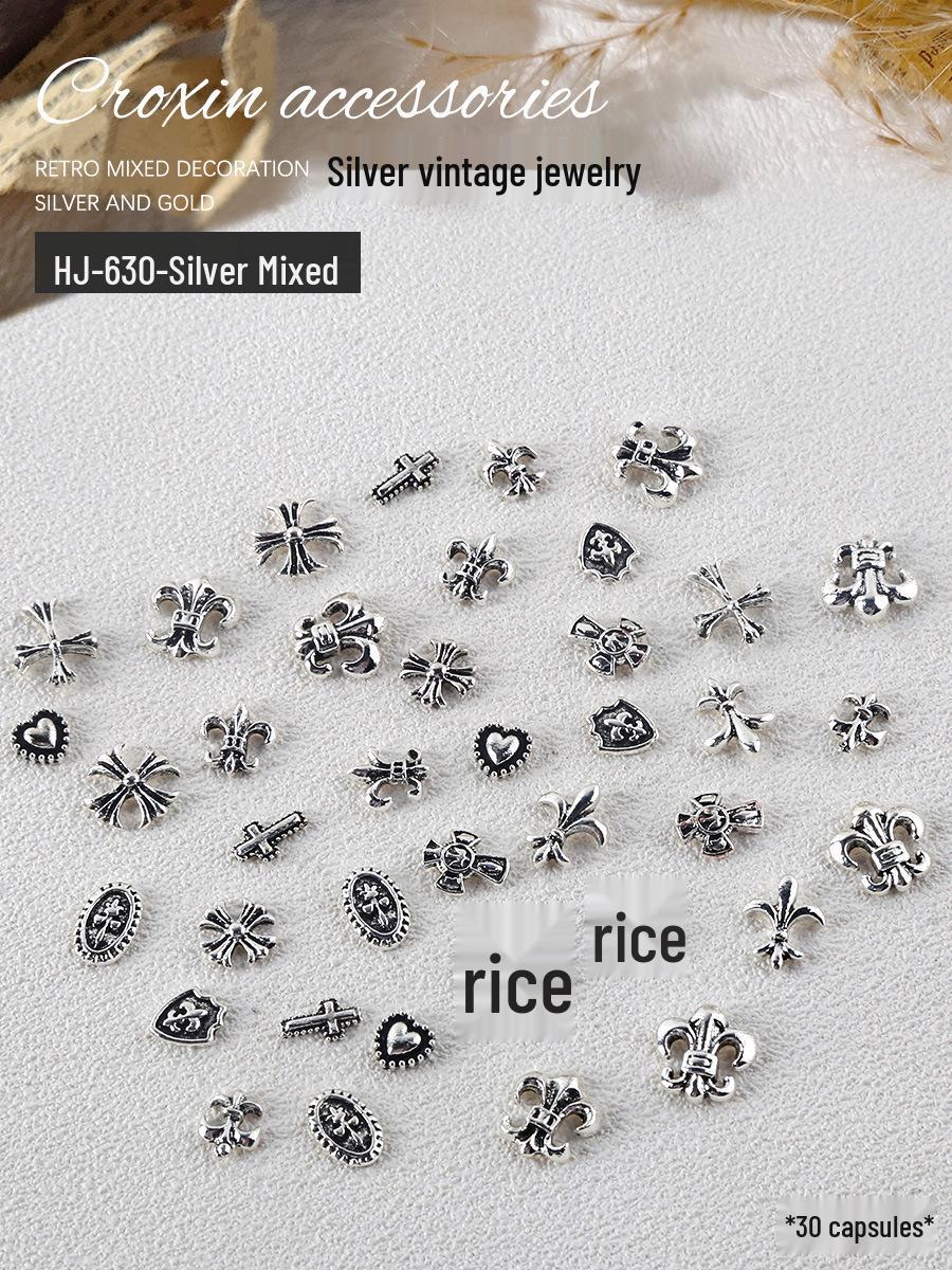 

Винтажные металлические шармы для ногтей: Chrome Hearts & Темный панк металлический крест набор (30 штук)