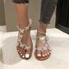Summer Shoes Women Rhinestone Butterfly Flower Sandals Fashion Flat Bottom Transparent Casual Slip On Slides Sandalias De Mujer