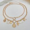 Fashion Hip Hop Cowboy Hat Sun Flower Necklace Women, Personalized Metal Love Pendant Clavicle Necklace