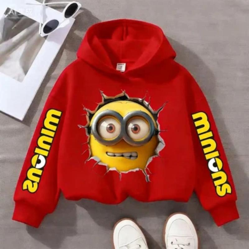 Children's Sweatshirt with Funny Minions Print for Autumn/winter, Suitable for Boys and Girls, Loose and Comfortable with a Hood