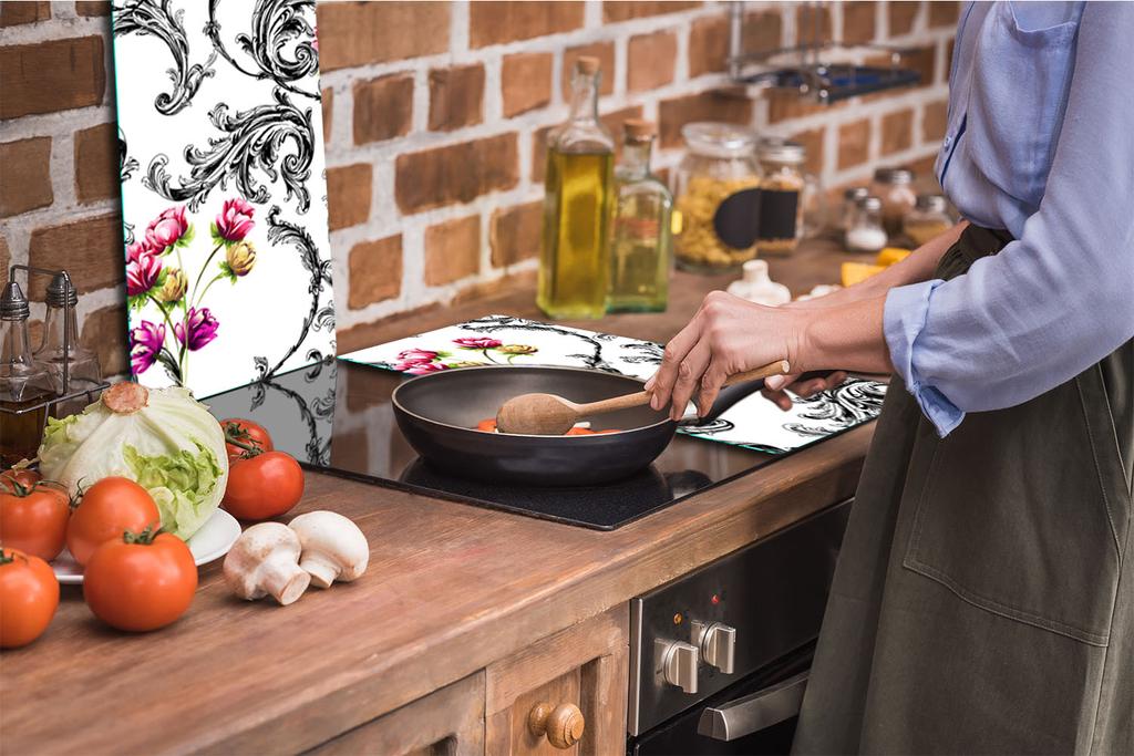 Glass Cutting Board 2X 30X52 Flowers