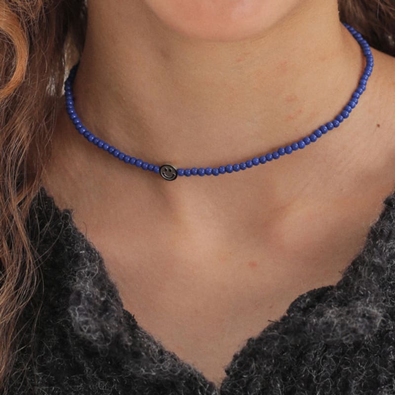 JUNEJUNE SPACE Smile Beads Necklace_Blue