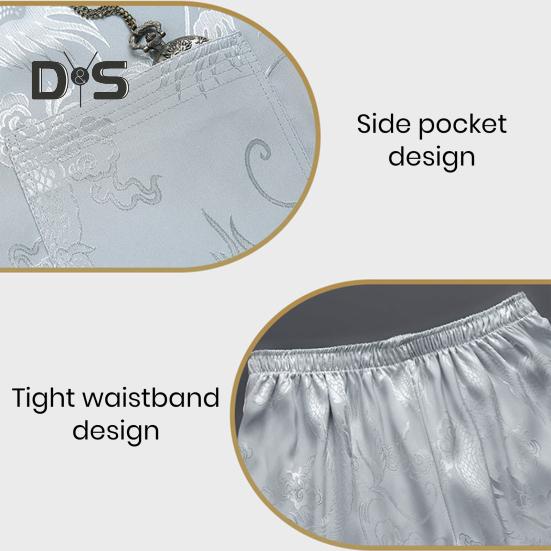 Neues Jahr traditionelle chinesische Männer Tang-Anzug Hemd Stehkragen Langarm Drachendruck Hemd Taschen Design Tai Chi Tops