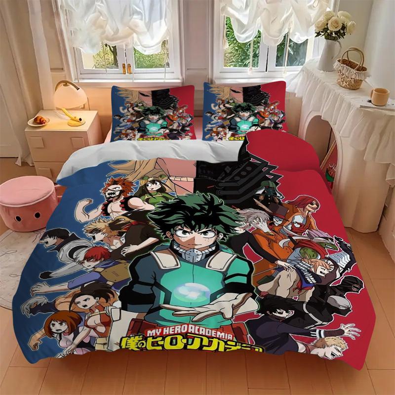 My Hero Academia Characters Bedding Set Comforter Cover Gift for Bedroom,Includes 1 Cover and 2 Pillowcases, No InsertB304