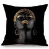 Fashion African Black Woman Girl Luxury Elegant Home Decorative Sofa Pillow Case Beauty Salon Decoration African Cushion Cover