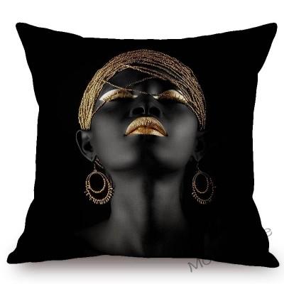 Fashion African Black Woman Girl Luxury Elegant Home Decorative Sofa Pillow Case Beauty Salon Decoration African Cushion Cover