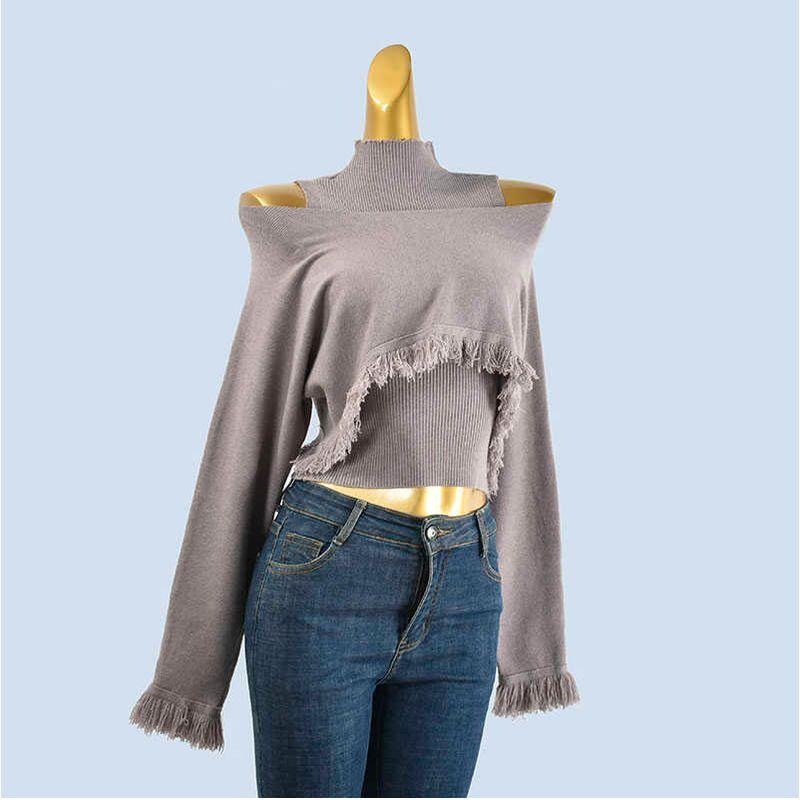 

Sexy Knitwear Thin Women s New Arrival Fall Slim Fit Slim Looking Bottoming Shirt Sweater All-Matching Sleeveless Tops Two-piece Set Khaki One size