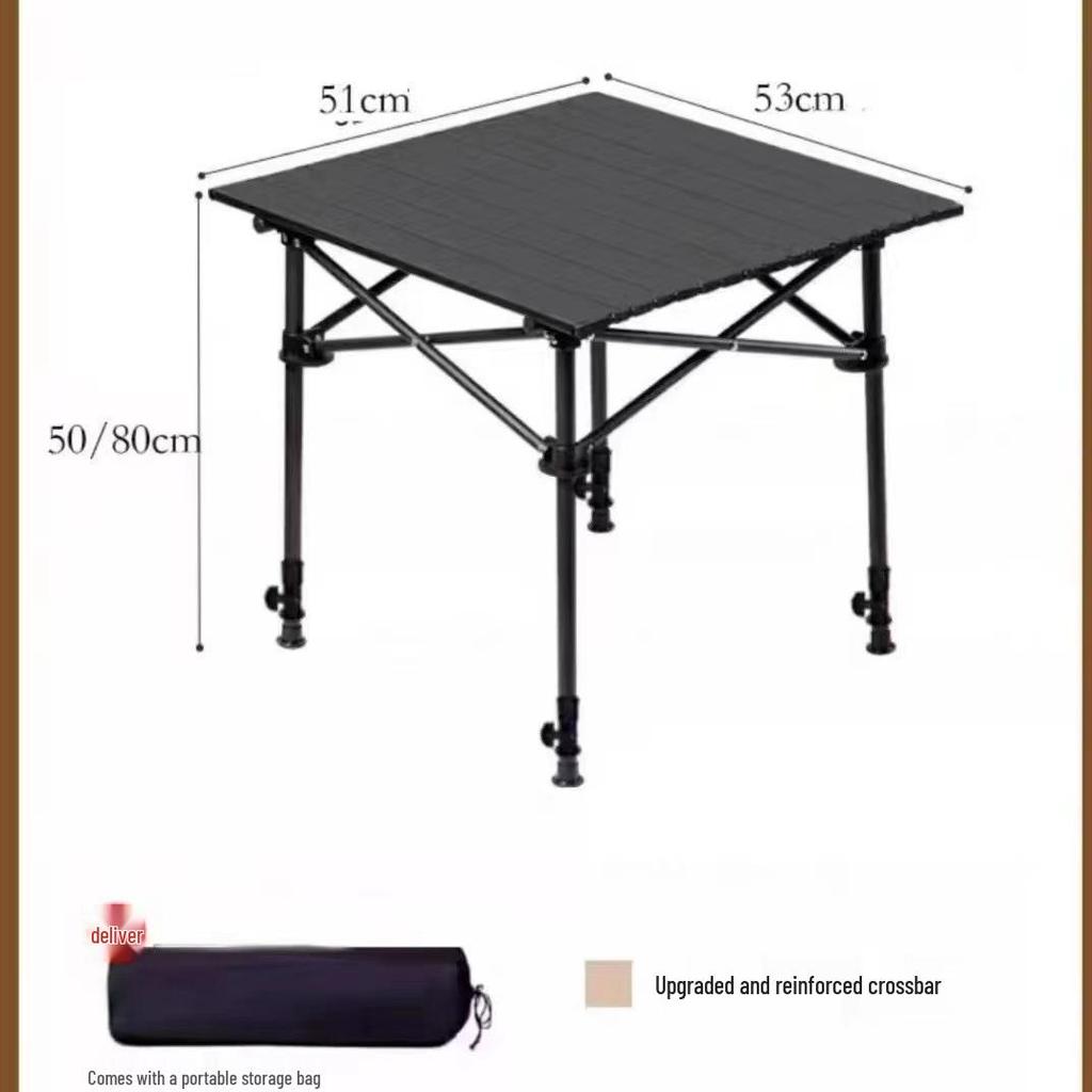 Portable Metal Roll-Up Folding Table for Camping, Picnic, and BBQ